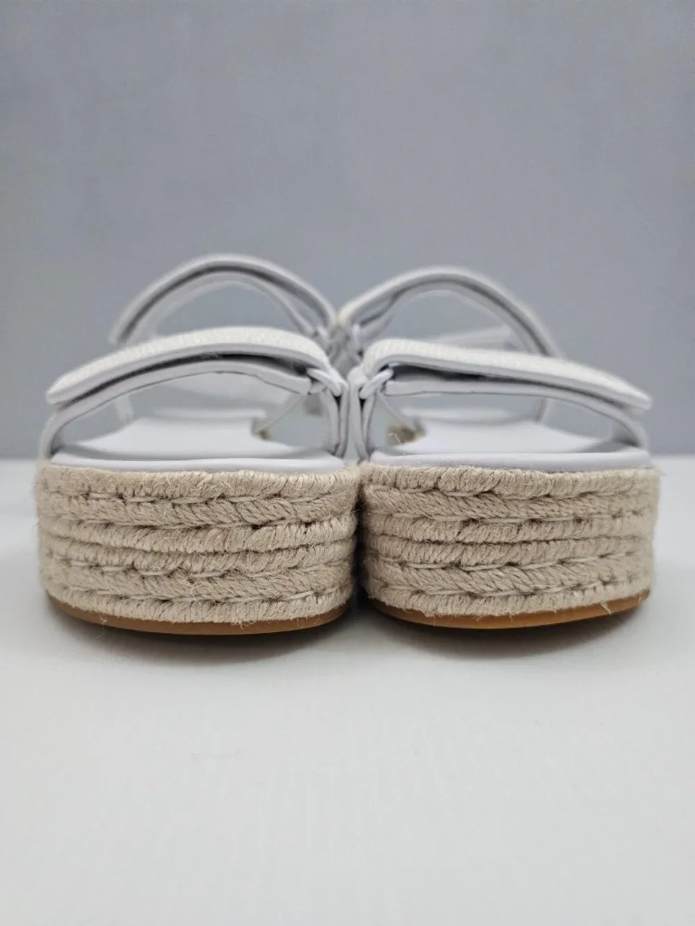 Tory Burch Diego Raffia Sport Espadrille Sandal Womens 11 White Leather Platform